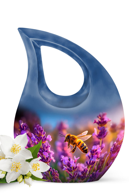 Blue Sacred Bee Cremation Urns for Human Ashes - 10-inch, 200 cu in - Karyliz