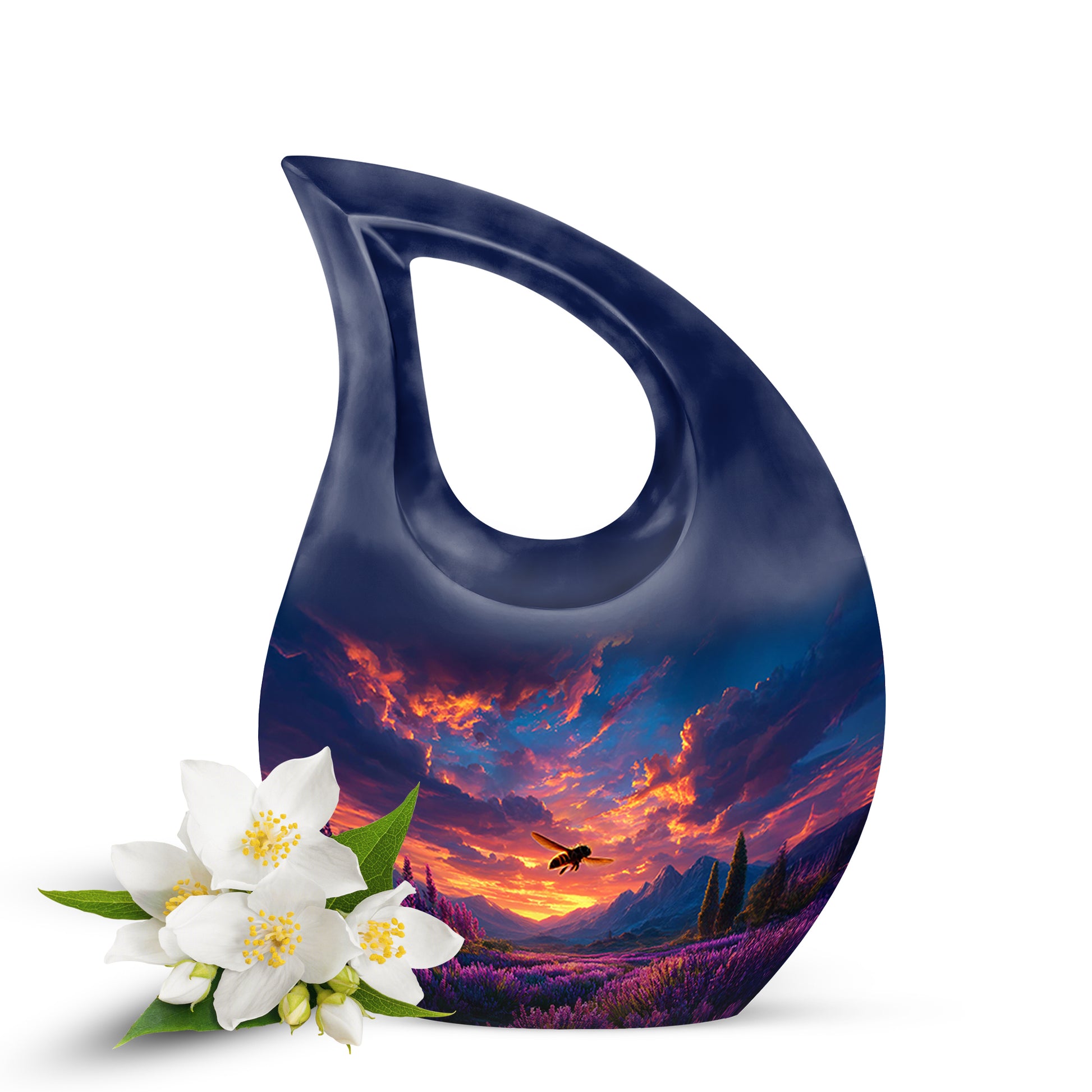 Personalized Bee Cremation Urns - Eminent Blue 10-inch, 200 cu in - Karyliz