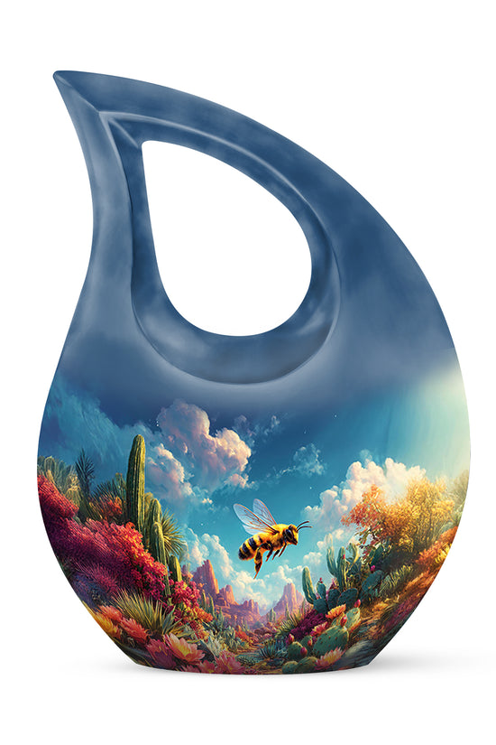 Everlasting Blue Bee Passage Urn for Human Ashes - 10-inch, 200 cu in - Karyliz