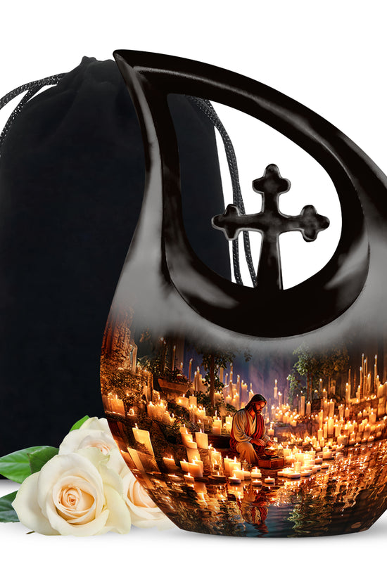 Spiritual Candlelight Urn - Jesus Memorial Urn For Human Ashes