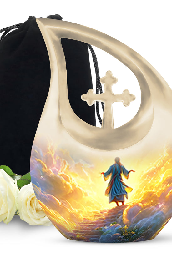 Jesus Funeral Urn - Heaven Path Theme Cremation Urn For Burial
