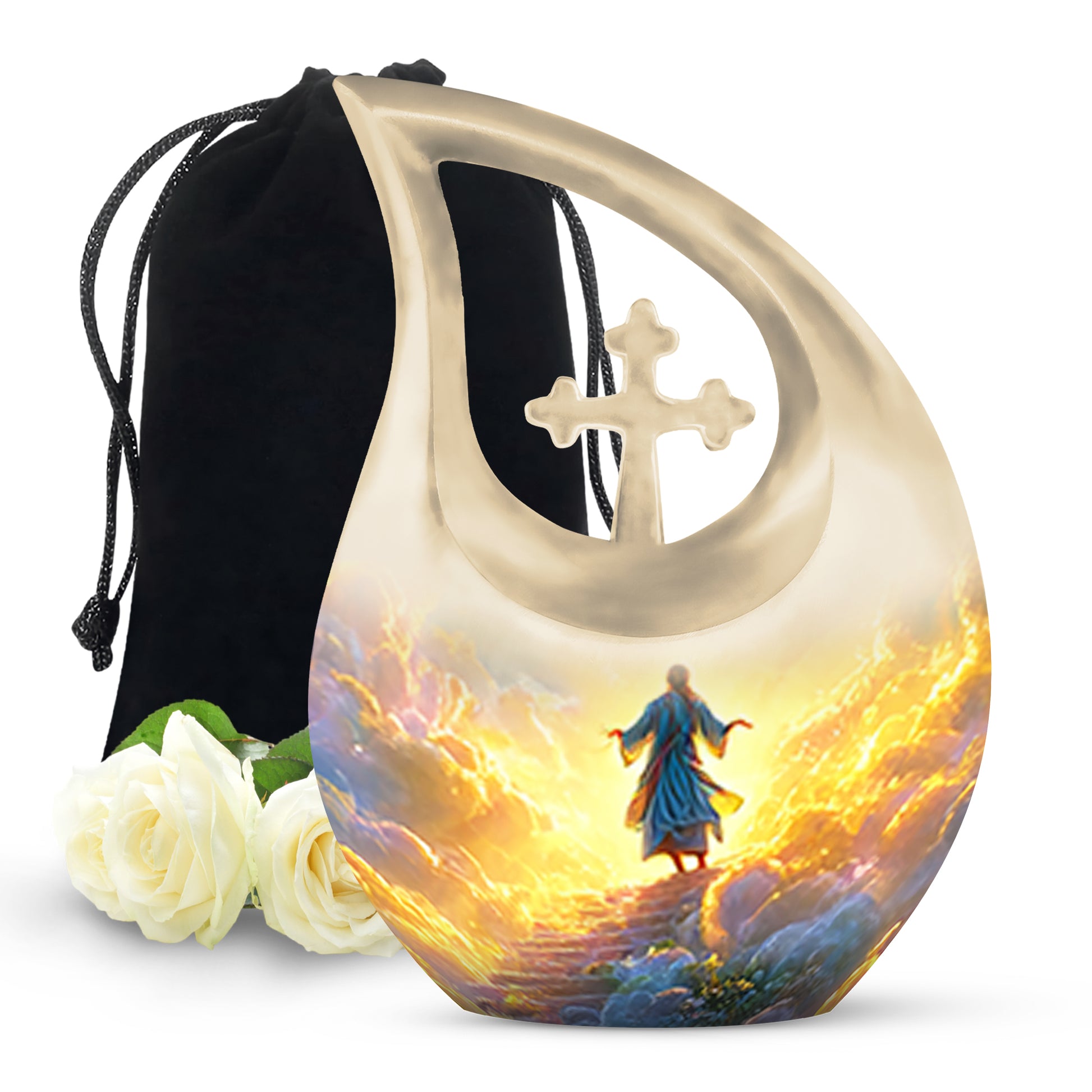 Jesus Funeral Urn - Heaven Path Theme Cremation Urn For Burial