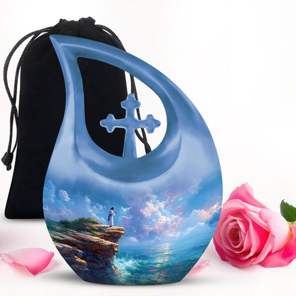 Jesus Memorial Urn - Beautiful Ocean Funeral Urn For Human Ashes