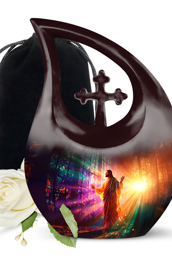 Christian Cremation Urn - Jesus Spiritual Funeral Urn For Adult Ashes
