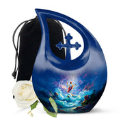 Divine Ocean Jesus Memorial Urn - Spiritual Funeral Urn For Adult Ashes