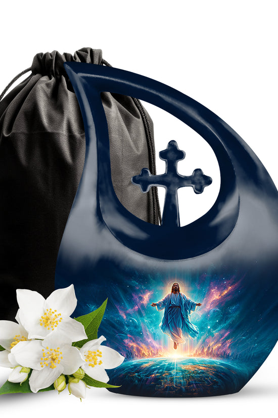 Cosmic Jesus Memorial Urn - Catholic Cremation Urn For Burial