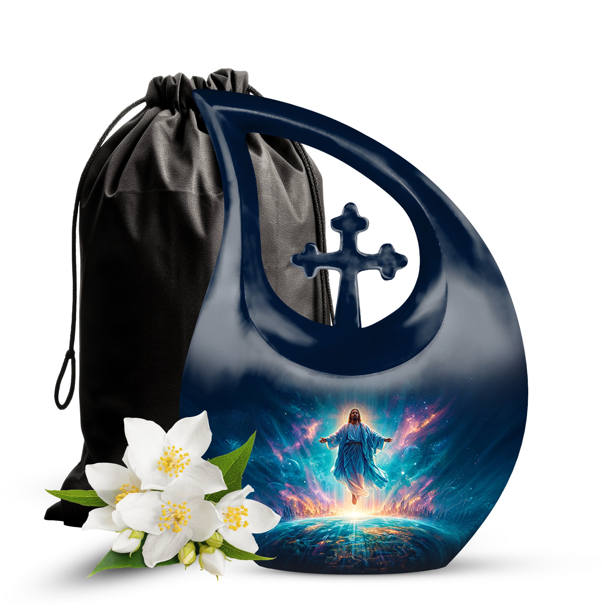 Cosmic Jesus Memorial Urn - Catholic Cremation Urn For Burial