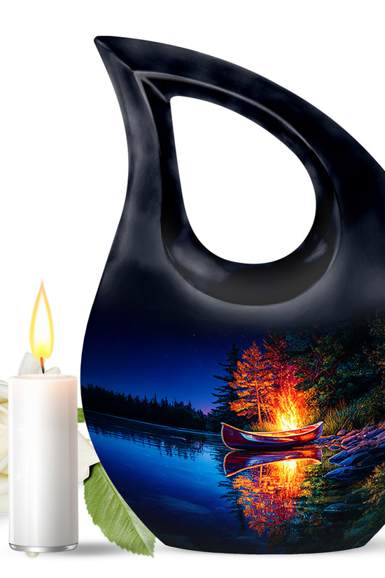 Personalized Blue Campfire Cremation Urns for Ashes - Peaceful 10-inch - Karyliz