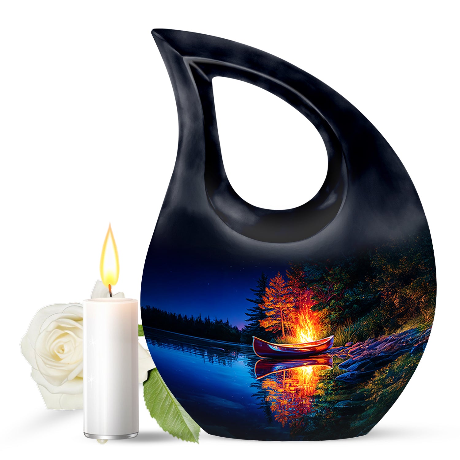 Personalized Blue Campfire Cremation Urns for Ashes - Peaceful 10-inch - Karyliz