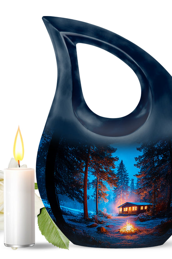 Blue Campfire Memorial Cremation Urns for Human Ashes - 10-inch, 200 cu in - Karyliz