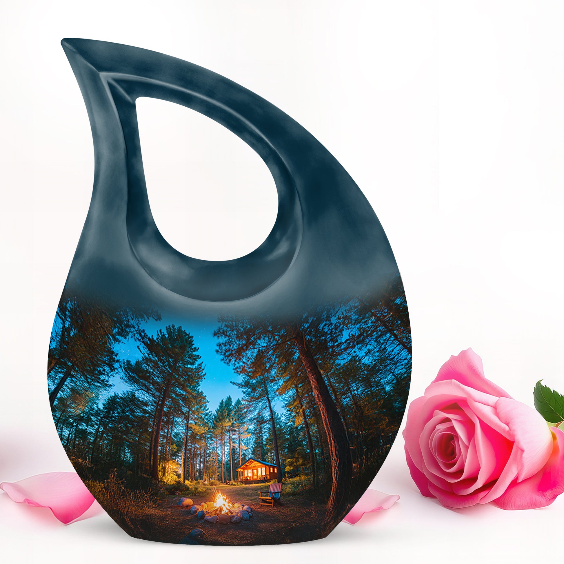 Personalized Refined Campfire Cremation Urns - Blue 10-inch, 200 cu in - Karyliz