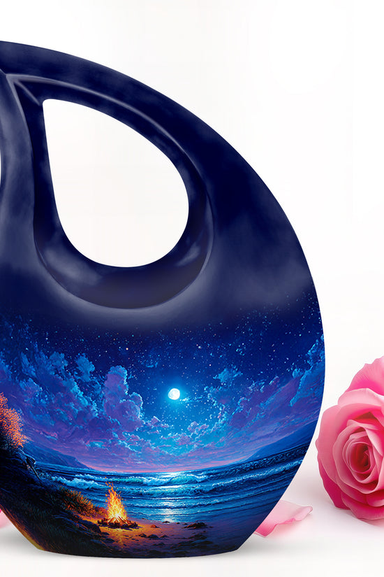 Personalized Campfire Cremation Urns - Eminent Blue 10-inch, 200 cu in - Karyliz