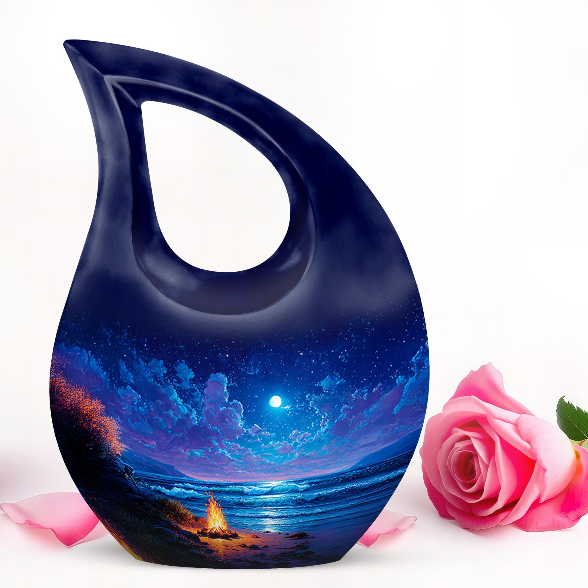 Personalized Campfire Cremation Urns - Eminent Blue 10-inch, 200 cu in - Karyliz