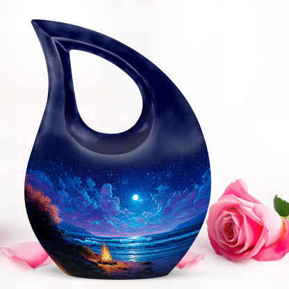 Personalized Campfire Cremation Urns - Eminent Blue 10-inch, 200 cu in - Karyliz