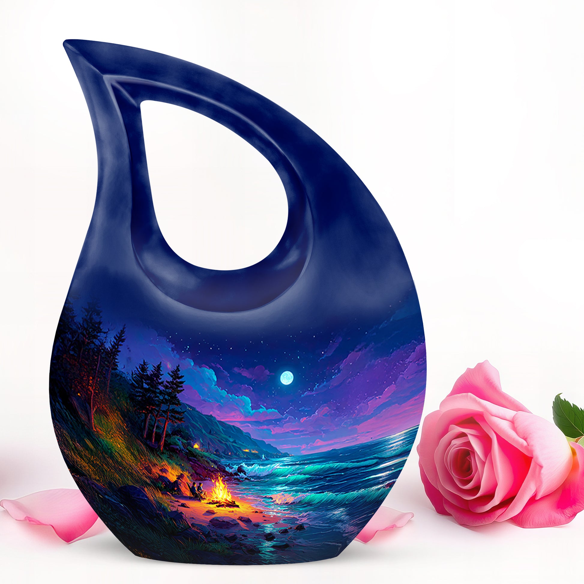 Illustrious Campfire Memorial Cremation Urns - Blue 10-inch, 200 cu in - Karyliz