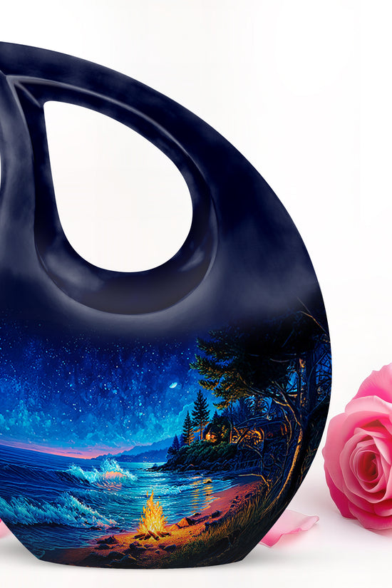 Personalized Blue Campfire Cremation Urns for Ashes - Majestic 10-inch - Karyliz