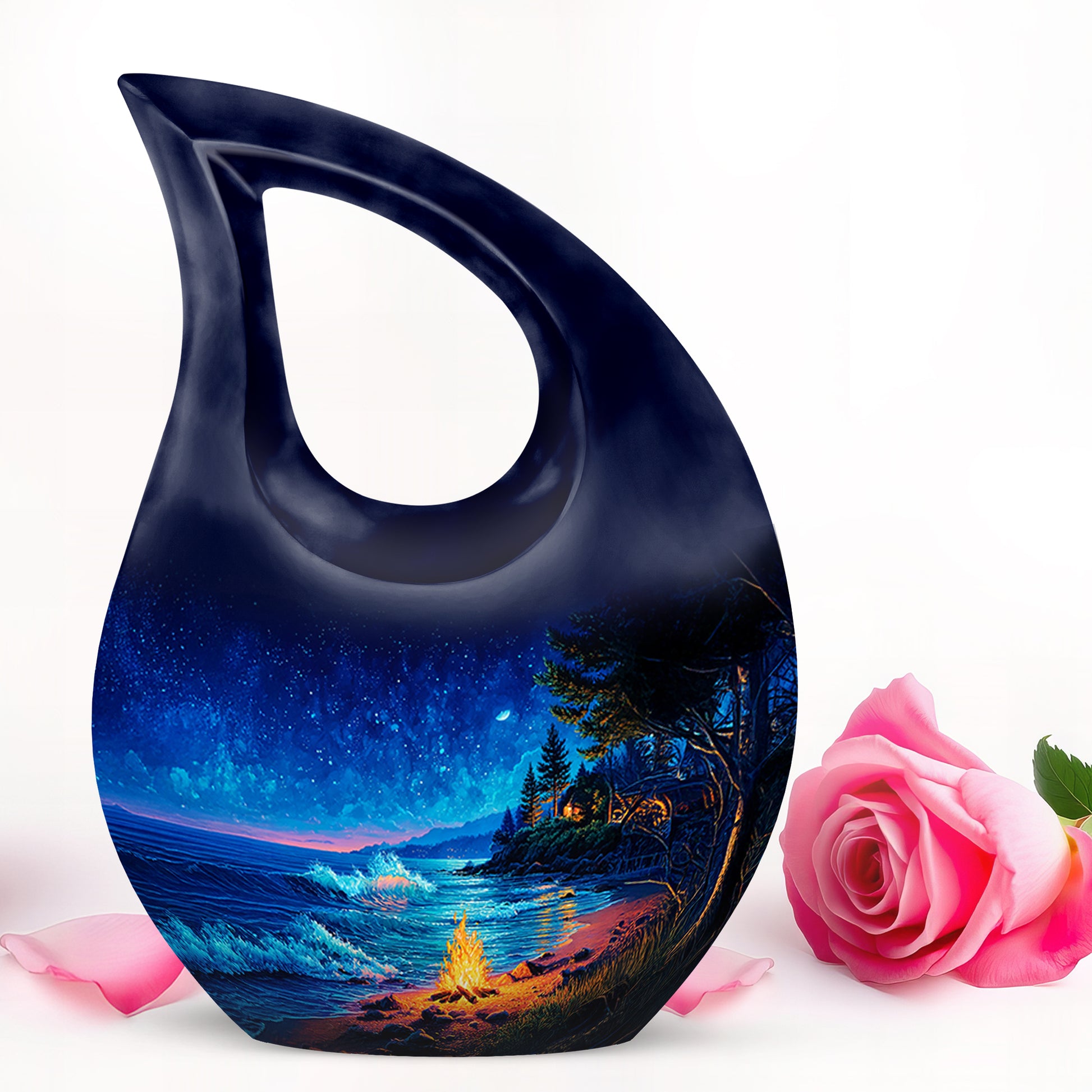 Personalized Blue Campfire Cremation Urns for Ashes - Majestic 10-inch - Karyliz