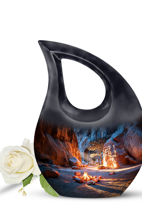 Blue Stately Campfire Cremation Urns for Human Ashes - 10-inch, 200 cu in - Karyliz