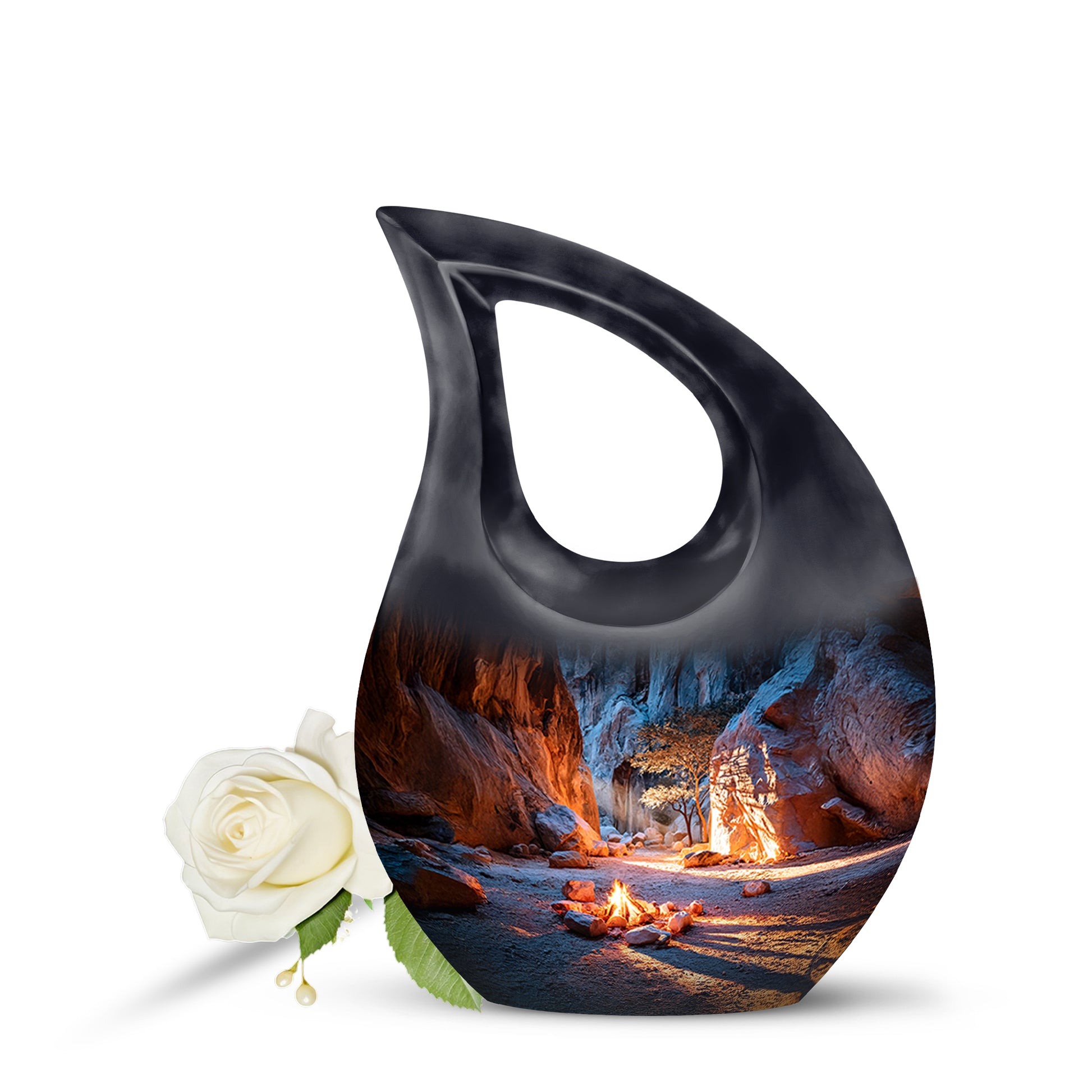 Blue Stately Campfire Cremation Urns for Human Ashes - 10-inch, 200 cu in - Karyliz