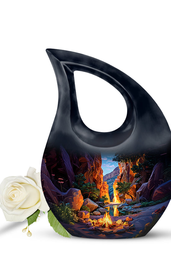 Divine Blue Campfire Cremation Urn for Ashes - 10-inch, 200 cu in - Karyliz