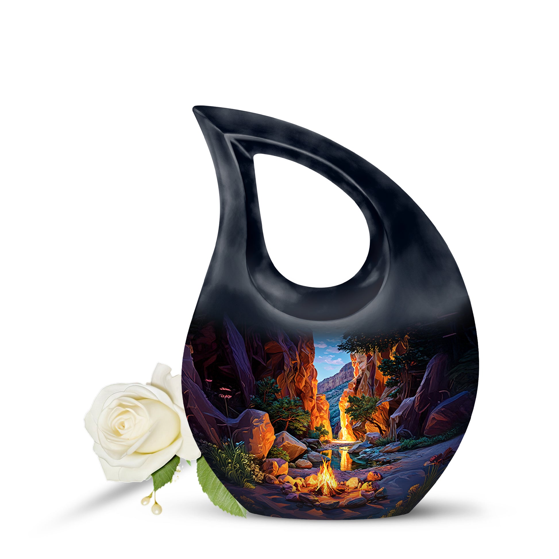 Divine Blue Campfire Cremation Urn for Ashes - 10-inch, 200 cu in - Karyliz