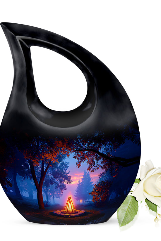 Black Venerable Campfire Cremation Urns for Human Ashes - 10-inch, 200 cu in - Karyliz