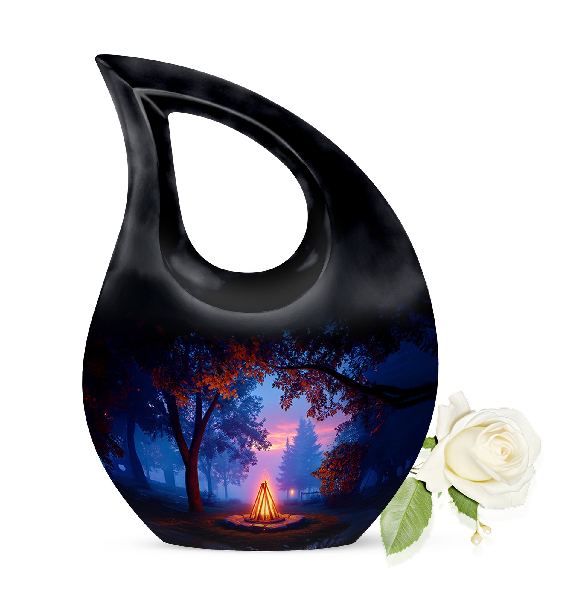 Black Venerable Campfire Cremation Urns for Human Ashes - 10-inch, 200 cu in - Karyliz