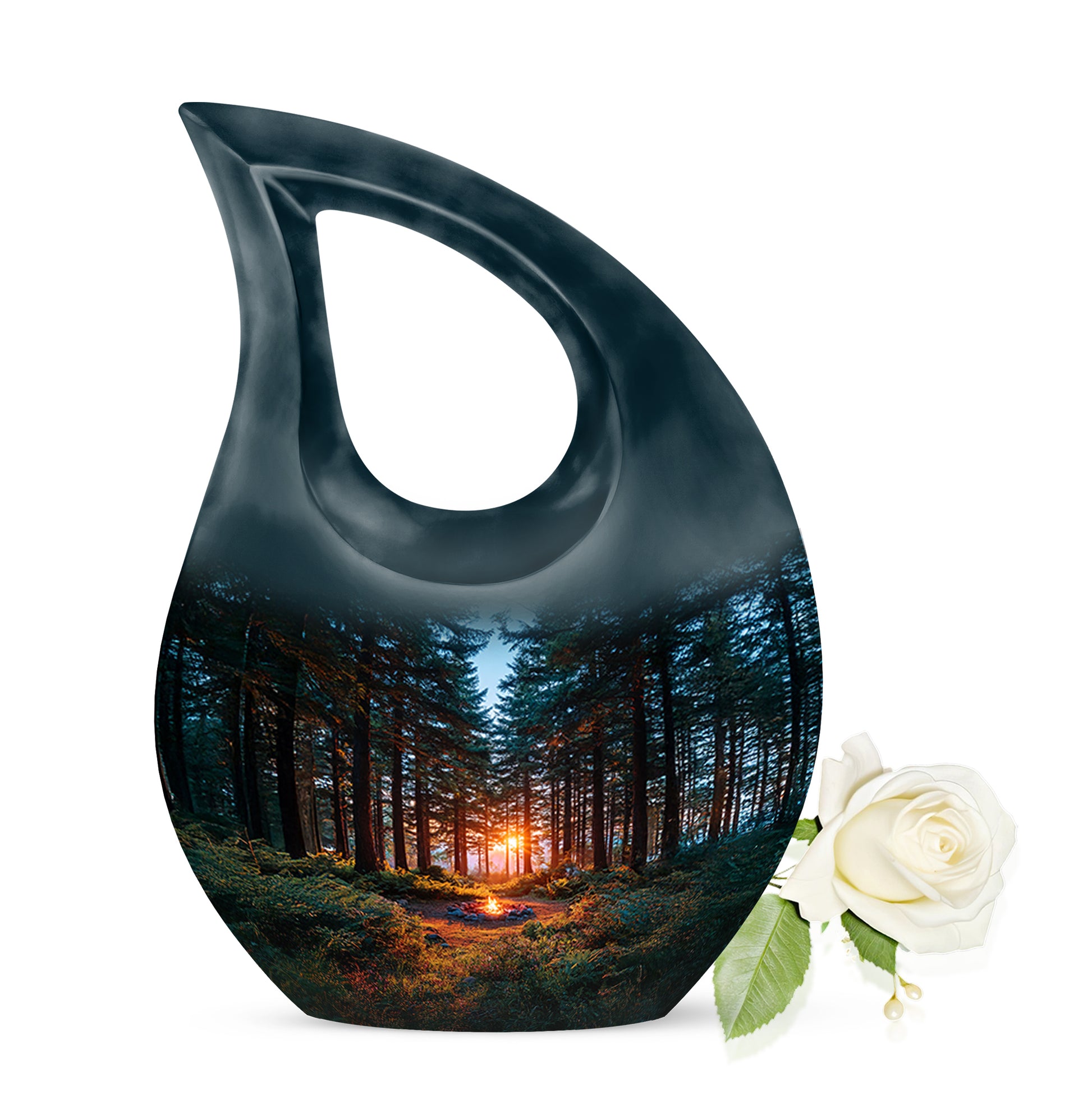 Dignified Blue Campfire Cremation Urn for Ashes - 10-inch, 200 cu in - Karyliz