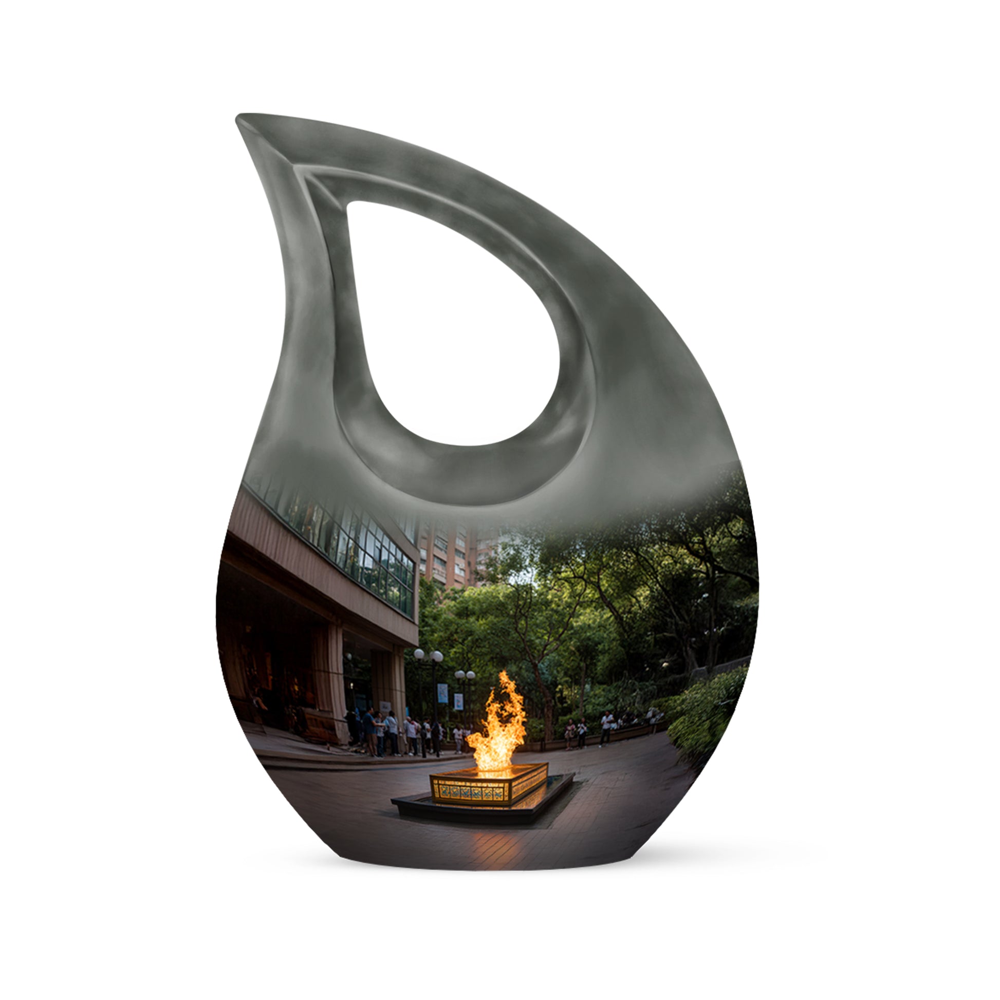 Graceful Black Campfire Solace Urn for Human Ashes - 10-inch, 200 cu in - Karyliz