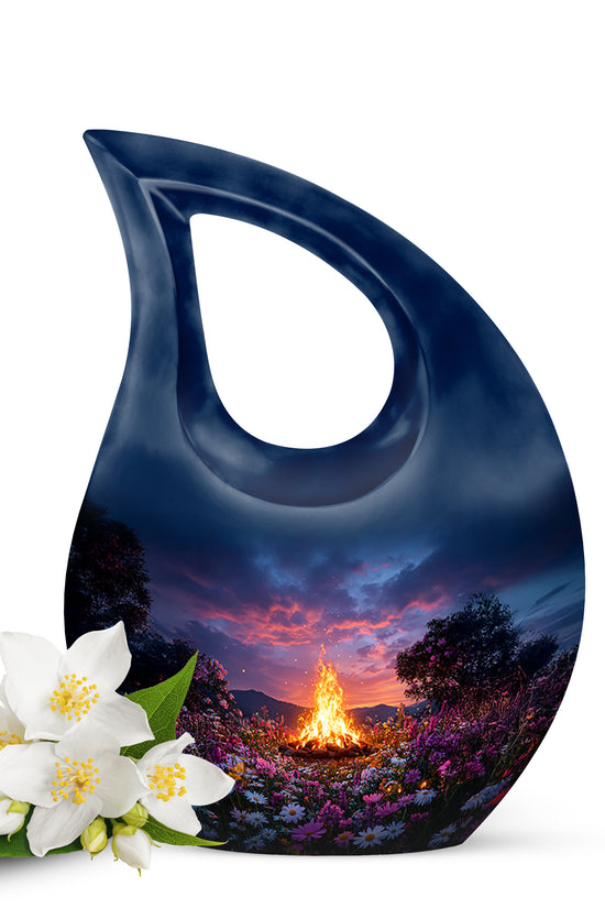Blue Campfire Celebration Cremation Urns for Human Ashes - 10-inch, 200 cu in - Karyliz