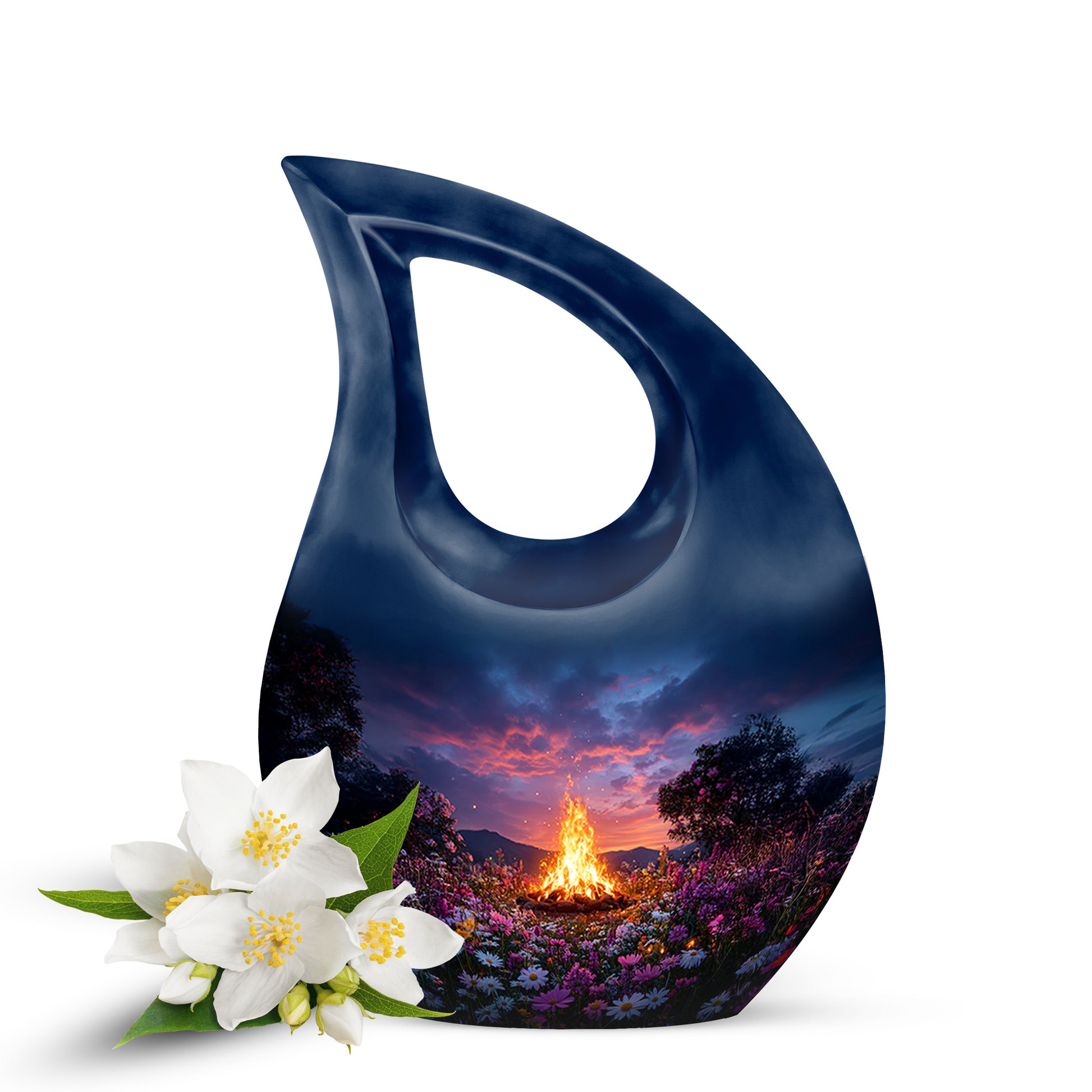 Blue Campfire Celebration Cremation Urns for Human Ashes - 10-inch, 200 cu in - Karyliz