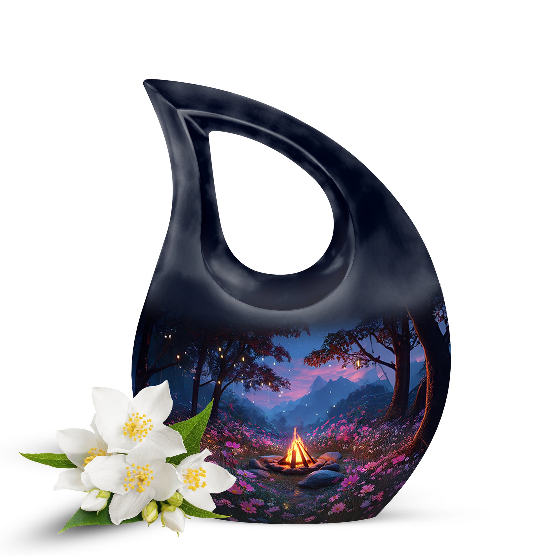 Personalized Refined Campfire Cremation Urns - Blue 10-inch, 200 cu in - Karyliz