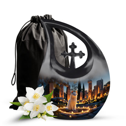 Cat Tribute Funeral Urn - Candle Theme Pet Cremation Urn For Ashes