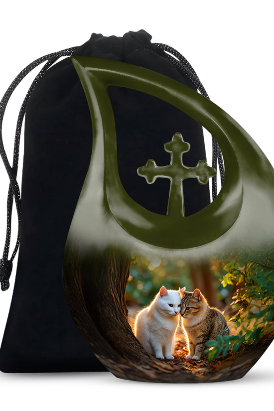 Two Cats Tribute Cremation Urn - Pet Memorial Urn For Ashes