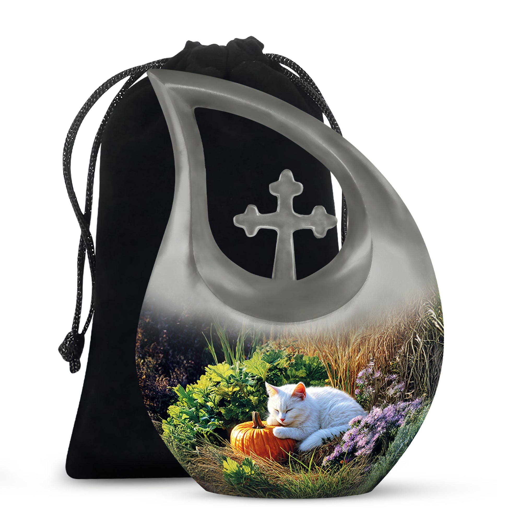 Peaceful Cat Memorial Urn - Aluminium Funeral Urn For Pet Ashes