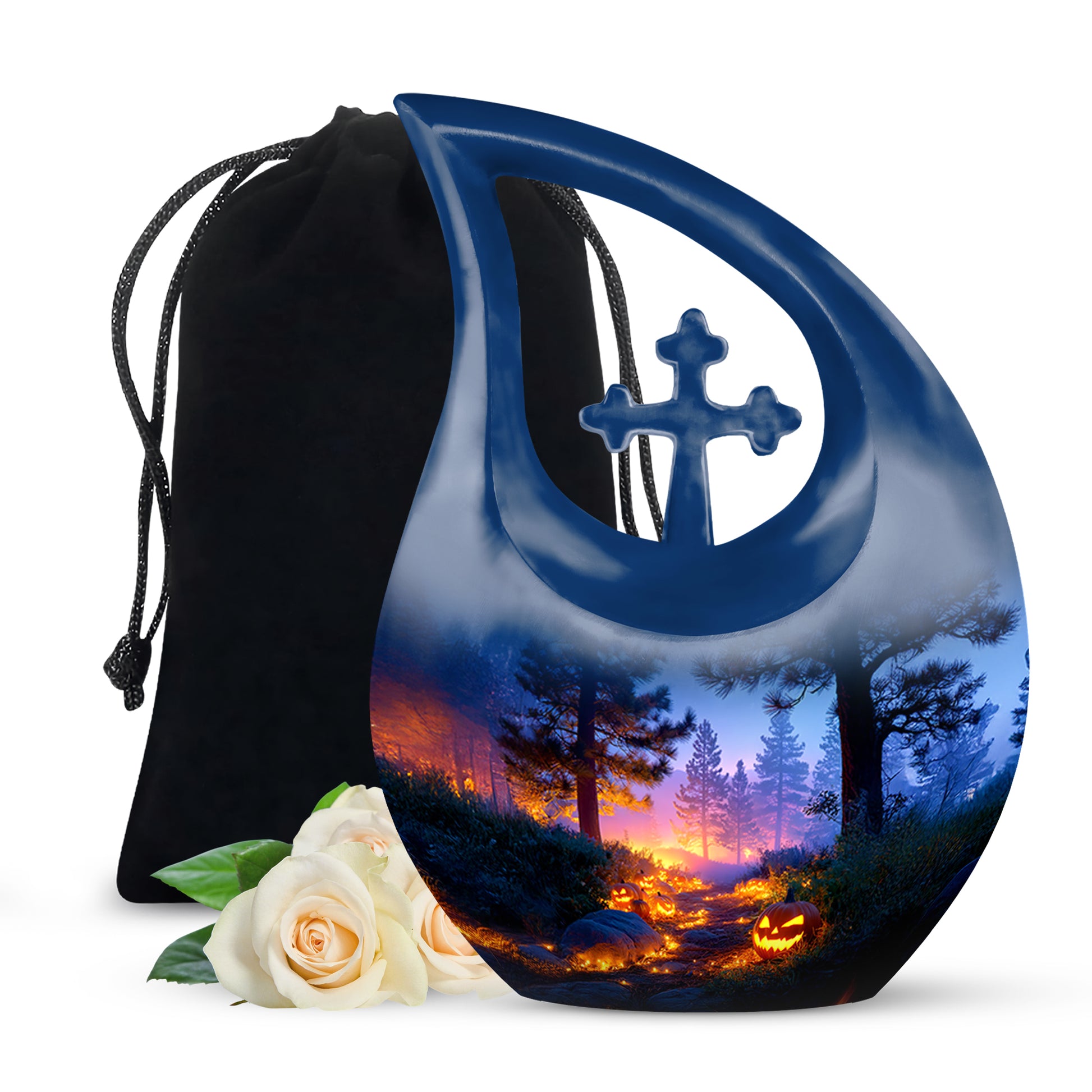 Halloween Pumpkin Forest Funeral Urn - Cremation Urn For Loved Ones