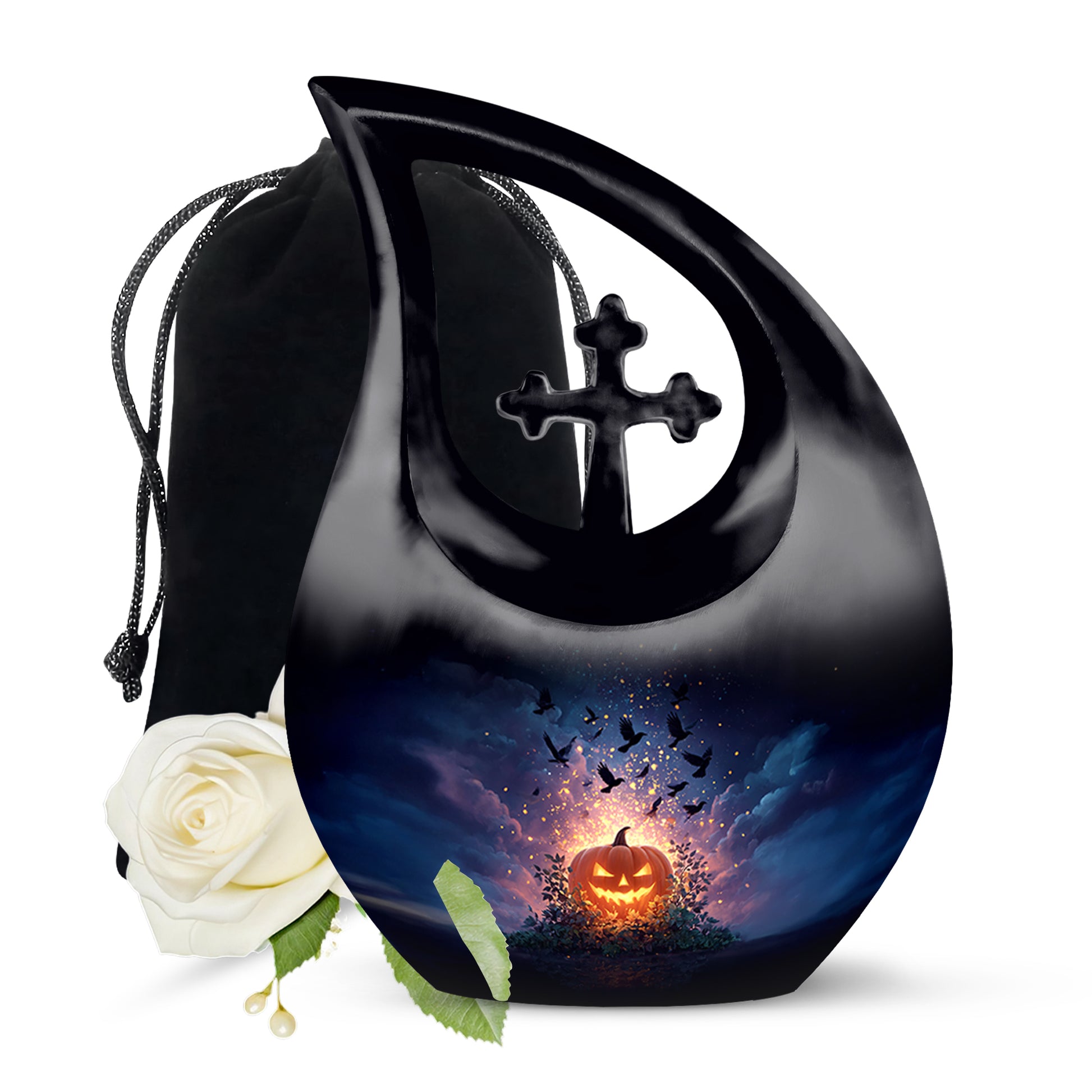 Halloween Crow Funeral Urn – Decorative Ashes Urn For Adult Ashes