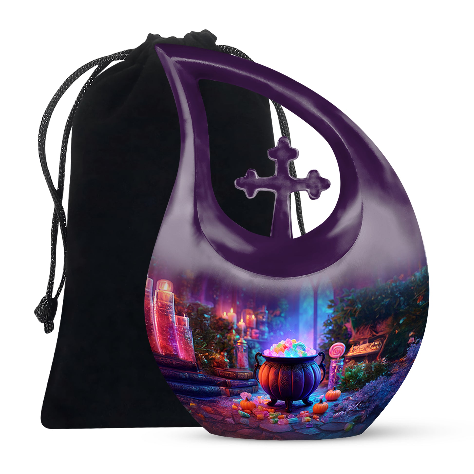 Decorative Cremation Urn - Halloween Cauldron Memorial Urn For Burial