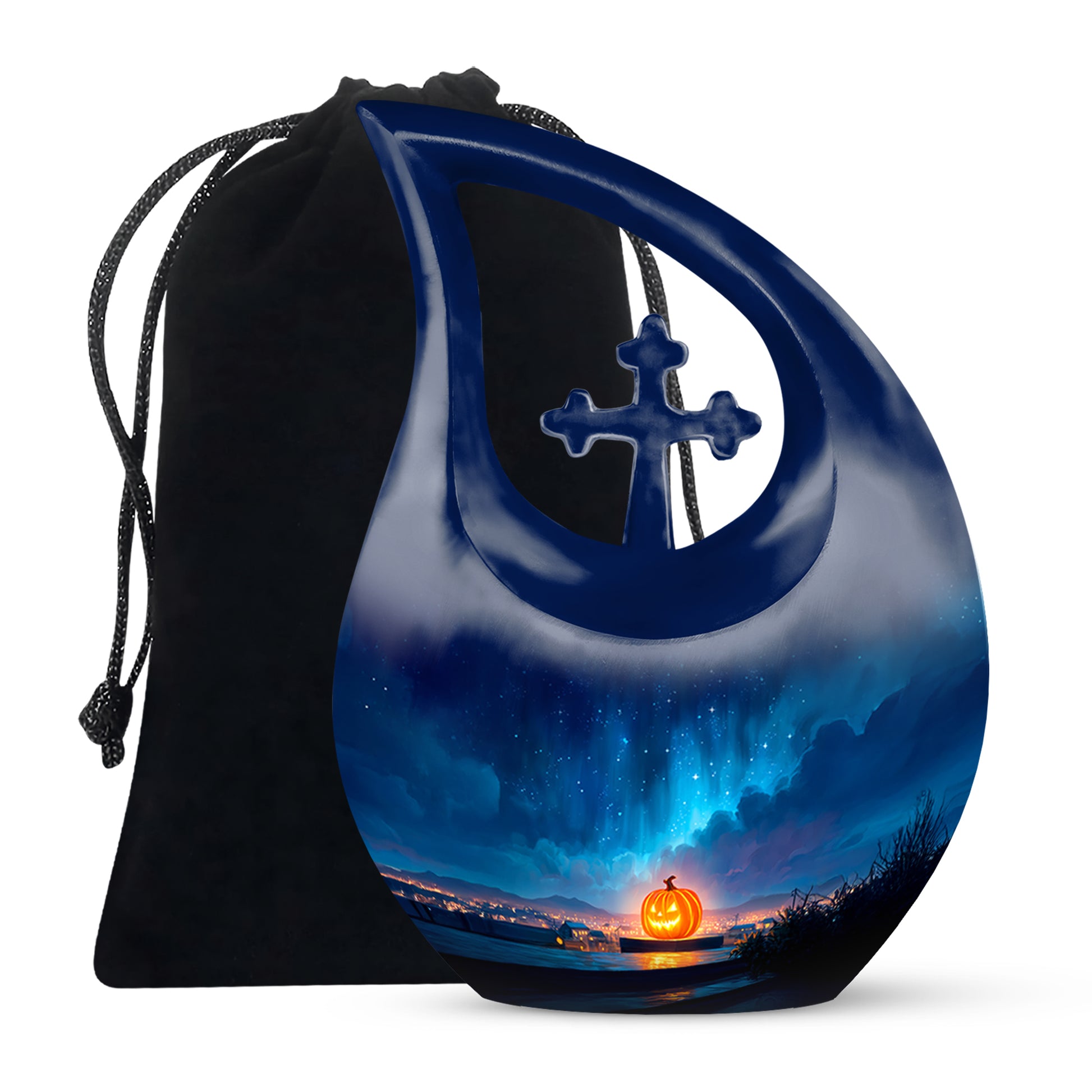 Glowing Pumpkin Memorial Urn - Halloween Day Theme Funeral Urn For Ashes