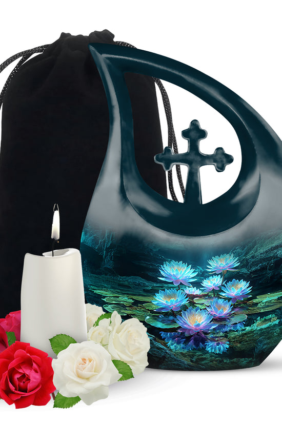 Lotus Cremation Theme Urn - Decorative Funeral Urn For Human Ashes