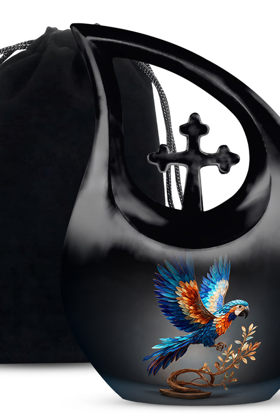 Artistic Parrot Theme Funeral Urn - Large Memorial Urn For Adult Ashes
