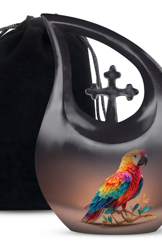Colourful Artistic Parrot Memorial Urn - Elegent Cremation Urn For Ashes