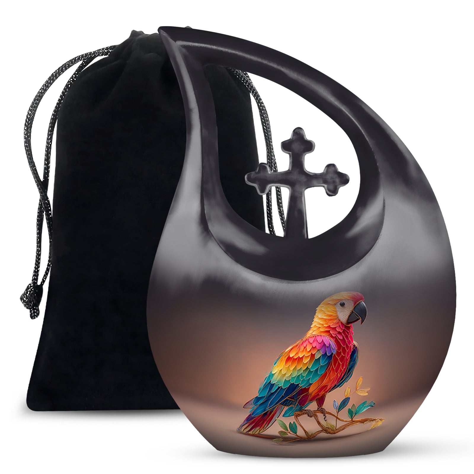 Colourful Artistic Parrot Memorial Urn - Elegent Cremation Urn For Ashes