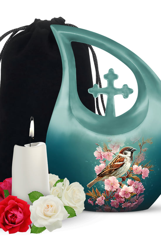 Bird & Blossom Cremation Urn - Beautiful Cremation Urn for Adult Female