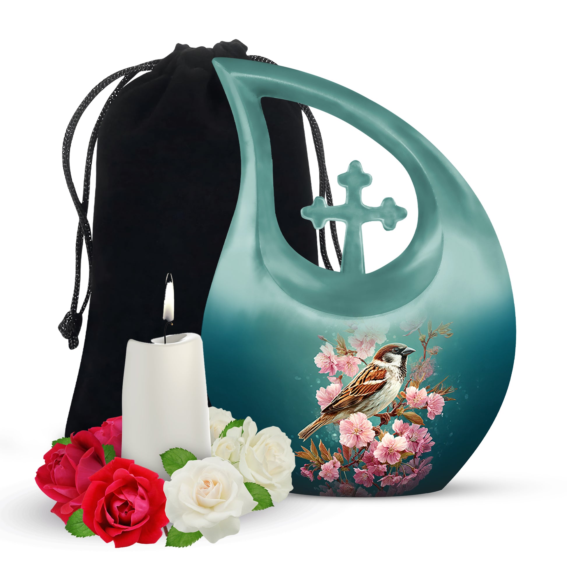 Bird & Blossom Cremation Urn - Beautiful Cremation Urn for Adult Female