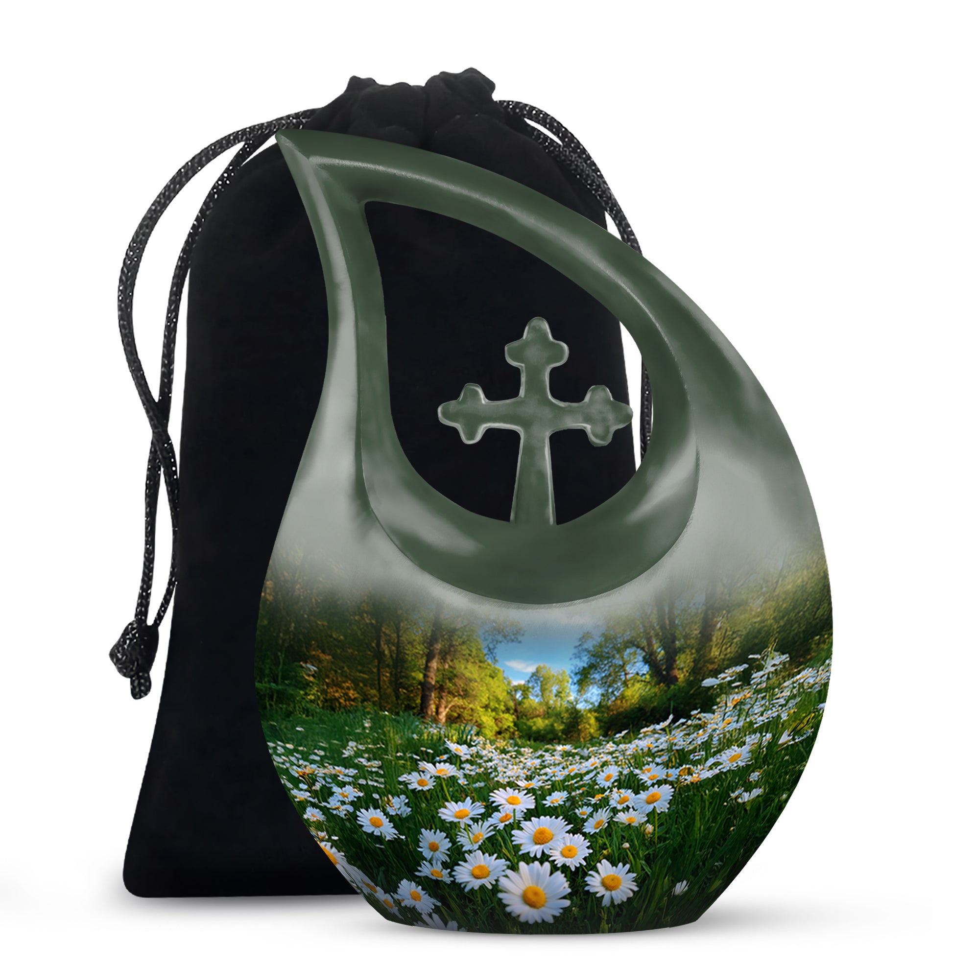 Peaceful Daisy Field Memorial Urn - Floral Cremation Urn For Human Ashes