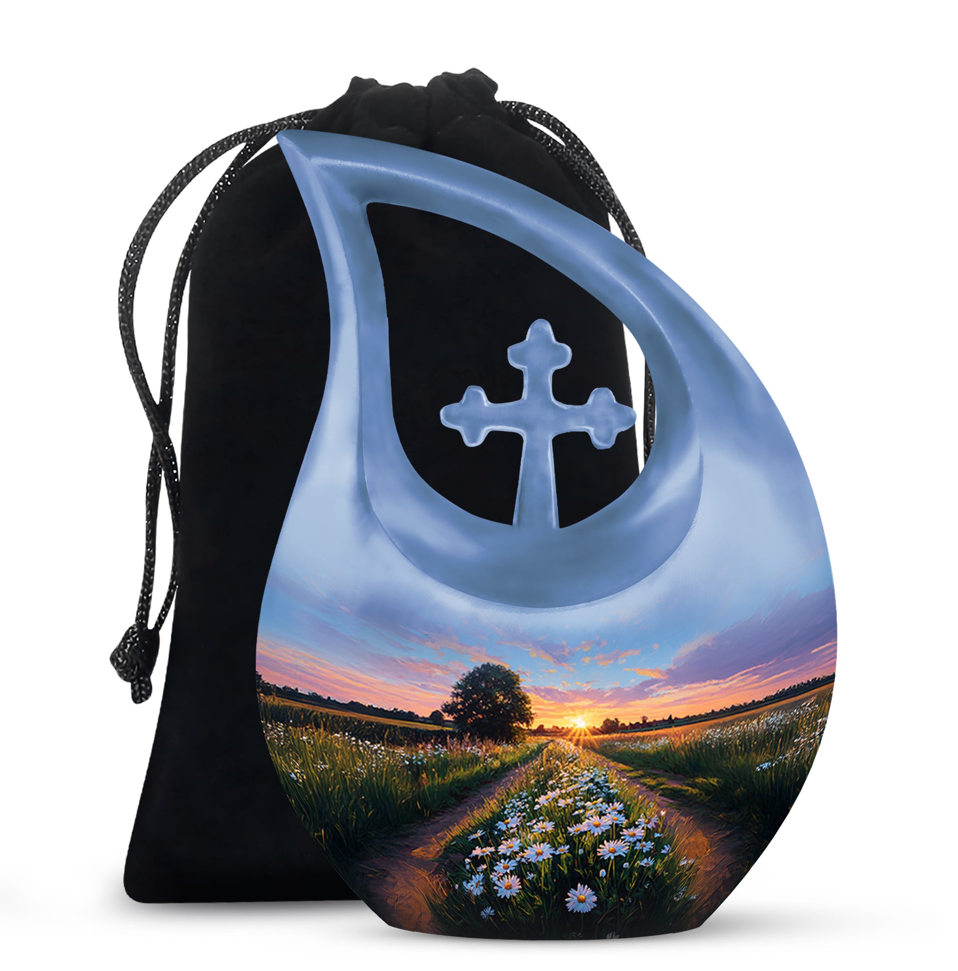 Daisy Flowers Theme Cremation Urn For Ashes - Scenic Nature Memorial Urn For Adults