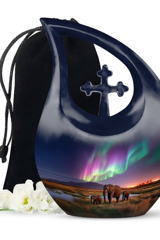 Elephant Family Theme Cremation Urn - Aluminium Memorial Urn For Loved Ones