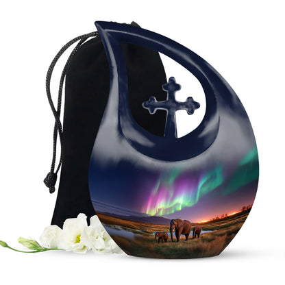Elephant Family Theme Cremation Urn - Aluminium Memorial Urn For Loved Ones