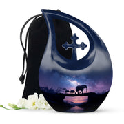 Elephant Family Memorial Urn - Galaxy Theme Funeral Urn For Adult Ashes